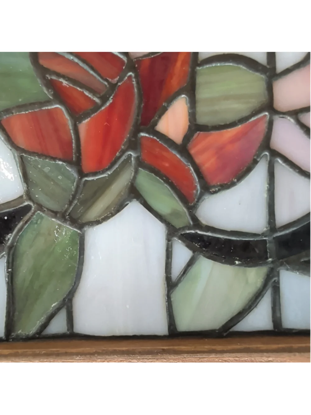 Stained glass floral rose square tissue box holder